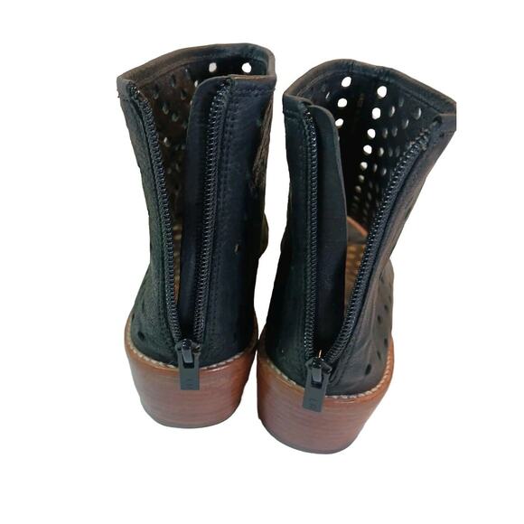 Loeffler Randall Ione Booties Perforated Open Toe Women's Size 10 Black Leather - Picture 9 of 10